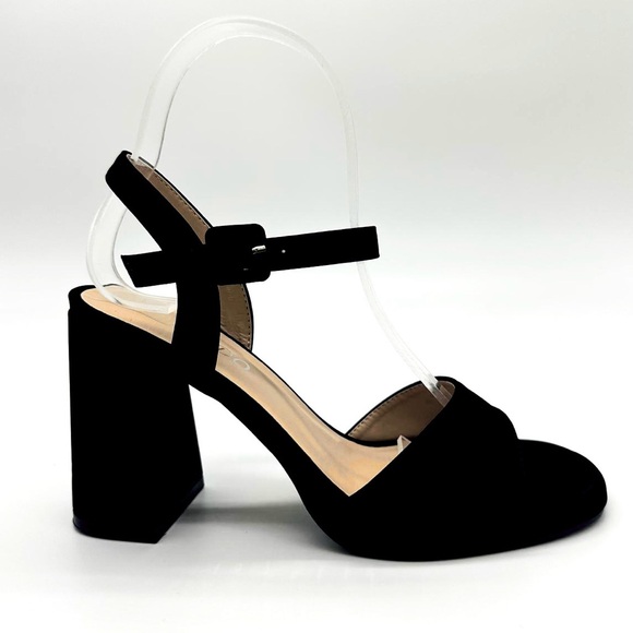 Black Block Heel Sandal - Picture 1 of 4